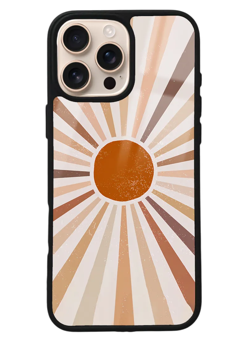 iPhone 16 Pro Max Retro Güneş Tasarımlı Glossy Telefon Kılıfı iPhone 16 Pro Max Retro Güneş Tasarımlı Glossy Telefon Kılıfı