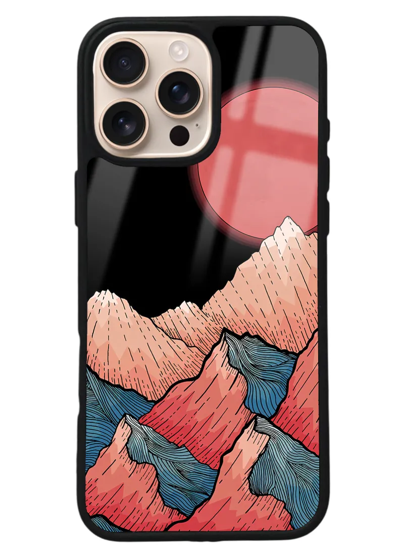 iPhone 16 Pro Max Dağ Güneş Tasarımlı Glossy Telefon Kılıfı iPhone 16 Pro Max Dağ Güneş Tasarımlı Glossy Telefon Kılıfı