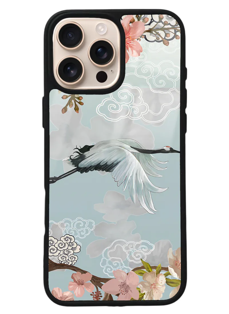 iPhone 16 Pro Max Suluboya Leylek Tasarımlı Glossy Telefon Kılıfı iPhone 16 Pro Max Suluboya Leylek Tasarımlı Glossy Telefon Kılıfı