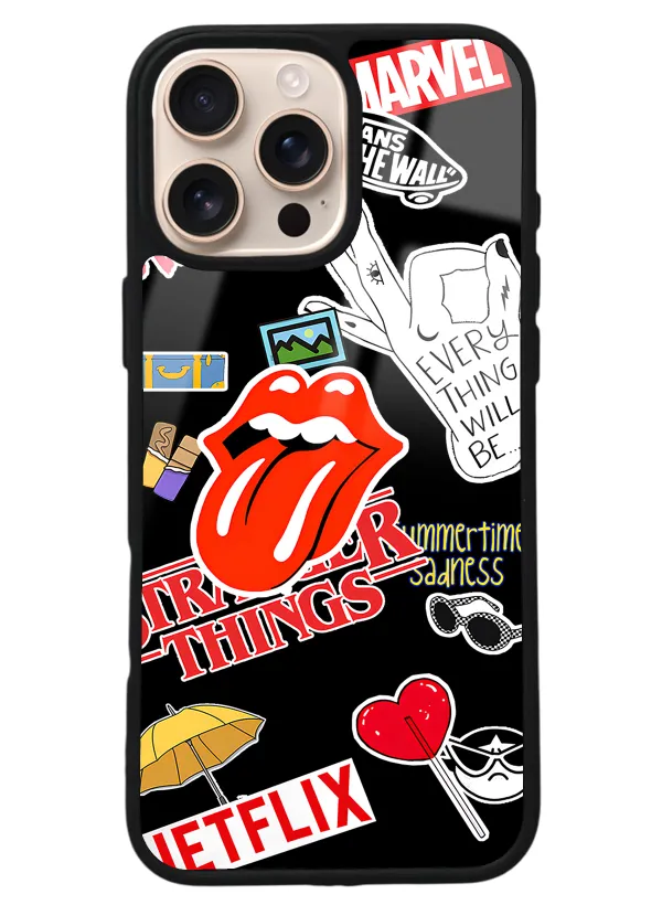 iPhone 16 Pro Max Sticker Tasarımlı Glossy Telefon Kılıfı