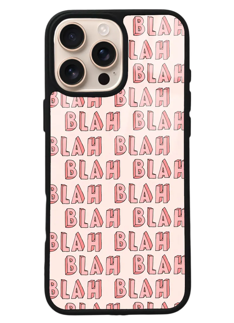 iPhone 16 Pro Max Blah Blah Tasarımlı Glossy Telefon Kılıfı