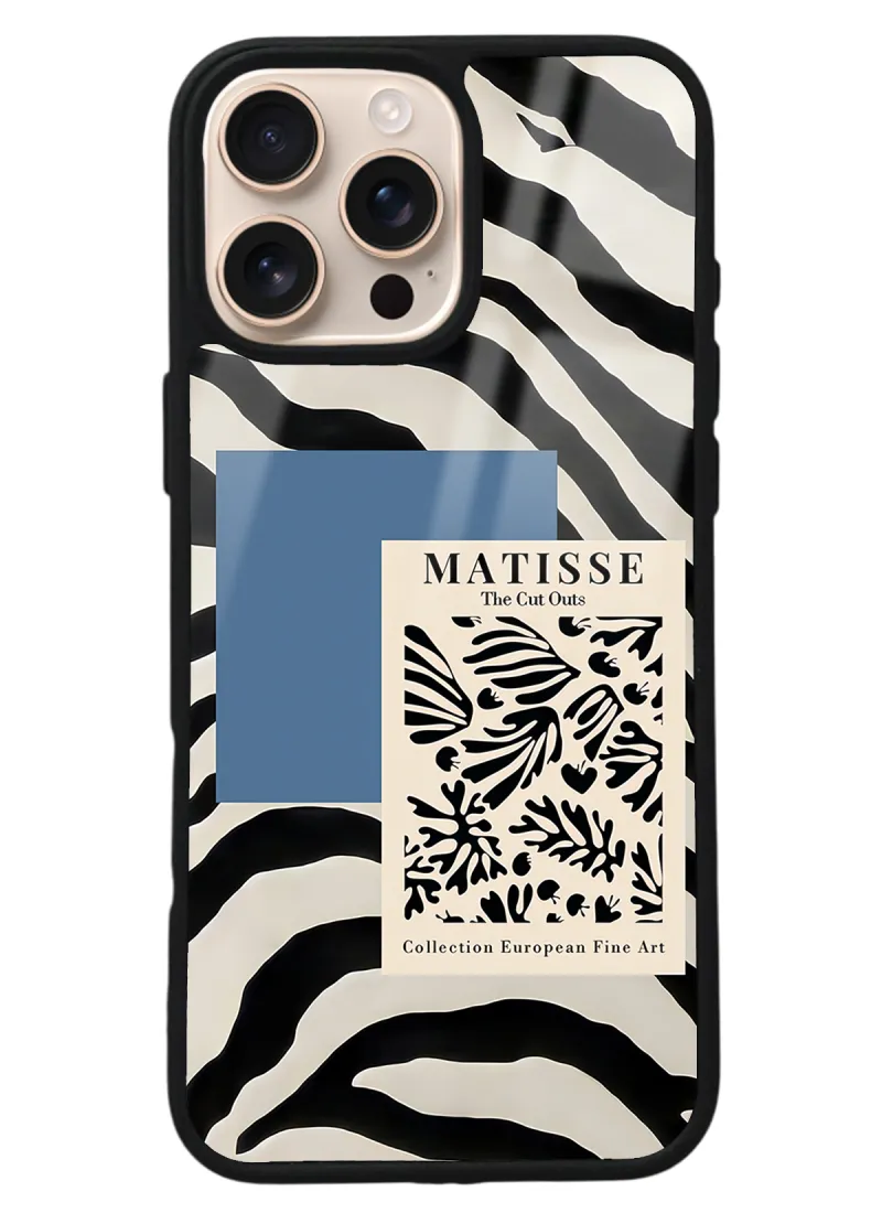 iPhone 16 Pro Max Zebra Matısse Tasarımlı Glossy Telefon Kılıfı