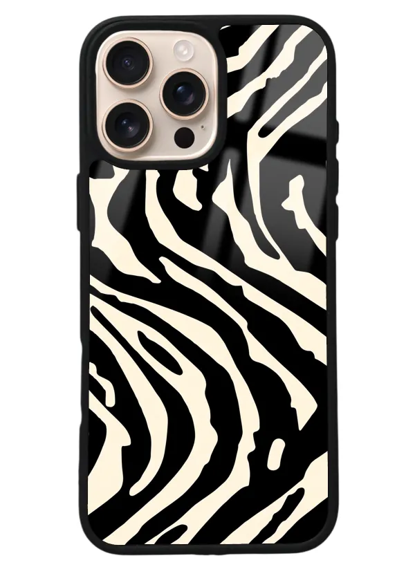 iPhone 16 Pro Max Zebra Tasarımlı Glossy Telefon Kılıfı