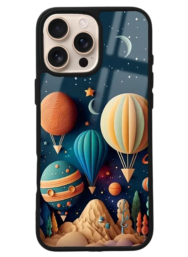 iPhone 16 Pro Max Astral balonlar Tasarımlı Glossy Telefon Kılıfı