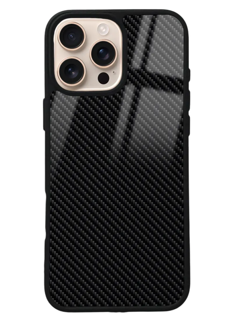 iPhone 16 Pro Max Carbon Tasarımlı Glossy Telefon Kılıfı