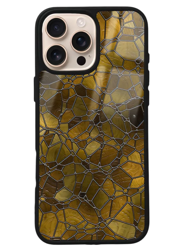 iPhone 16 Pro Max Kahve Geometrik Tasarımlı Glossy Telefon Kılıfı