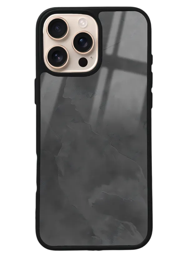 iPhone 16 Pro Max Gri Mermer Tasarımlı Glossy Telefon Kılıfı