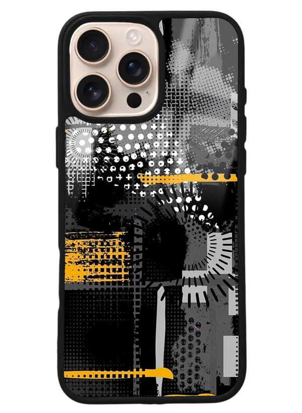 iPhone 16 Pro Max Yellow and Black Tasarımlı Glossy Telefon Kılıfı