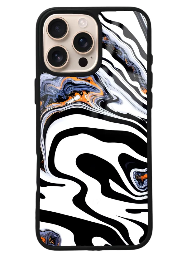 iPhone 16 Pro Max Beyaz Mermer Tasarımlı Glossy Telefon Kılıfı