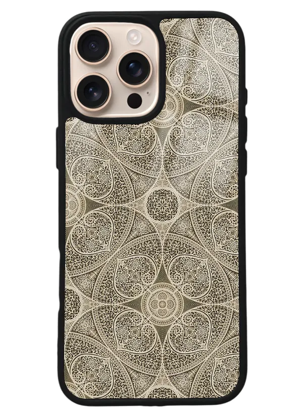 iPhone 16 Pro Max Krem Motif Tasarımlı Glossy Telefon Kılıfı