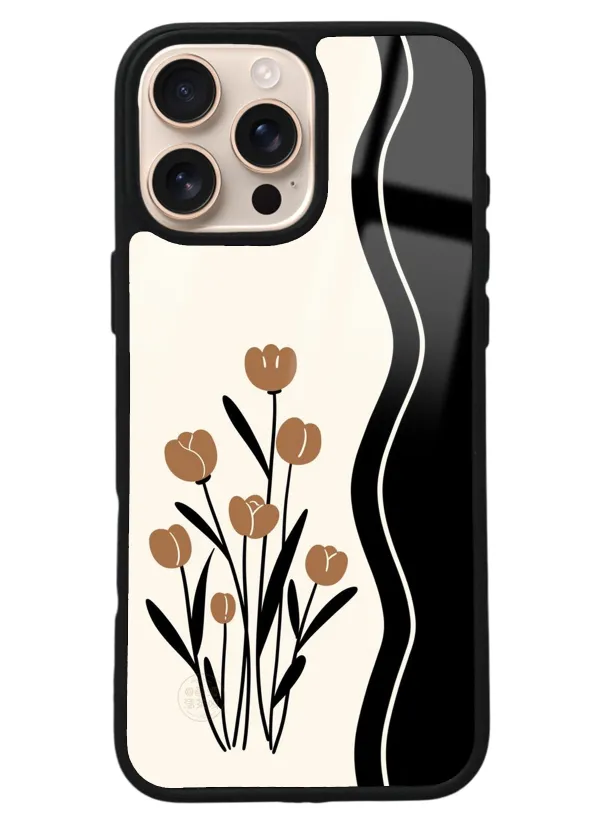 iPhone 16 Pro Max Çiçek Motif Tasarımlı Glossy Telefon Kılıfı