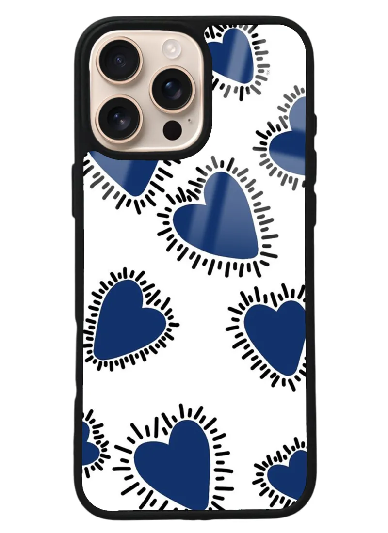 iPhone 16 Pro Max Mavi Kalp Tasarımlı Glossy Telefon Kılıfı iPhone 16 Pro Max Mavi Kalp Tasarımlı Glossy Telefon Kılıfı