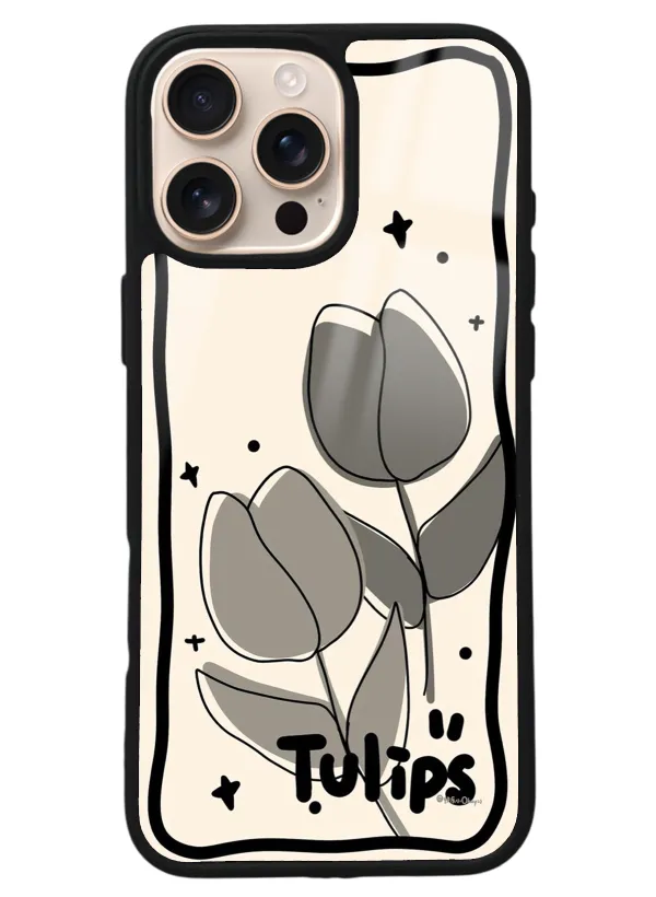 iPhone 16 Pro Max Tulips Tasarımlı Glossy Telefon Kılıfı
