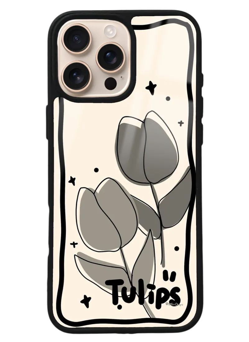 iPhone 16 Pro Max Tulips Tasarımlı Glossy Telefon Kılıfı