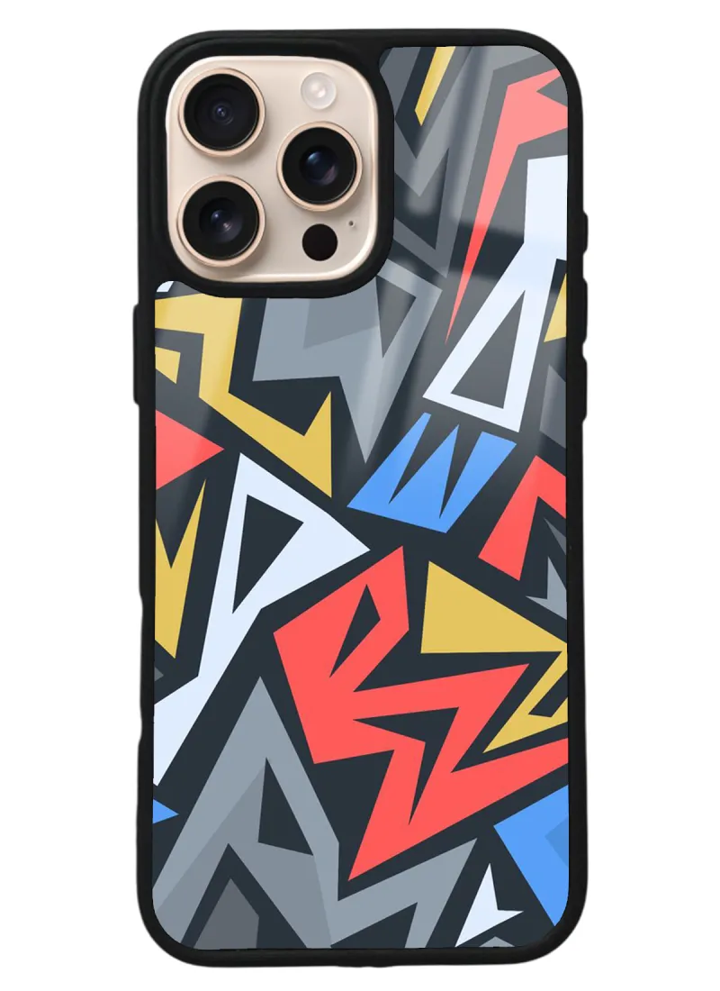 iPhone 16 Pro Max Renkli Geometrik Tasarımlı Glossy Telefon Kılıfı iPhone 16 Pro Max Renkli Geometrik Tasarımlı Glossy Telefon Kılıfı