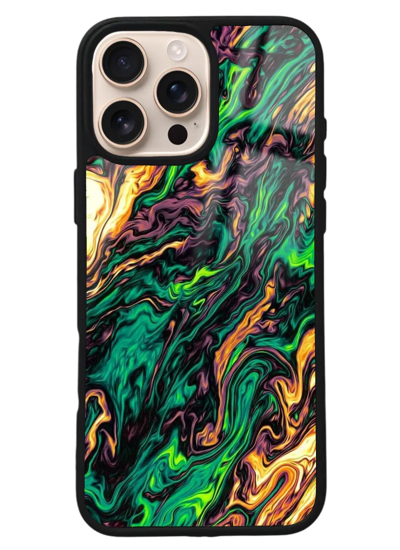 iPhone 16 Pro Max Karmaşık Renkler Tasarımlı Glossy Telefon Kılıfı