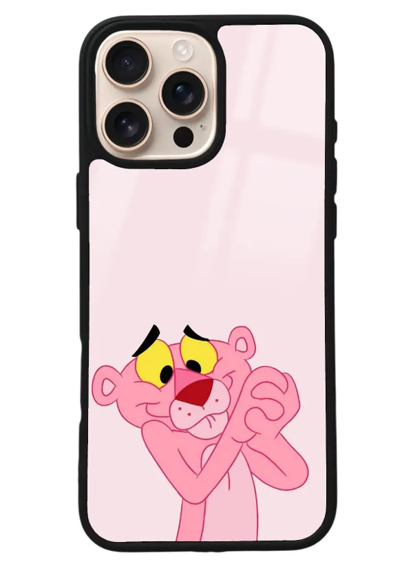 iPhone 16 Pro Max Pink Panter Tasarımlı Glossy Telefon Kılıfı