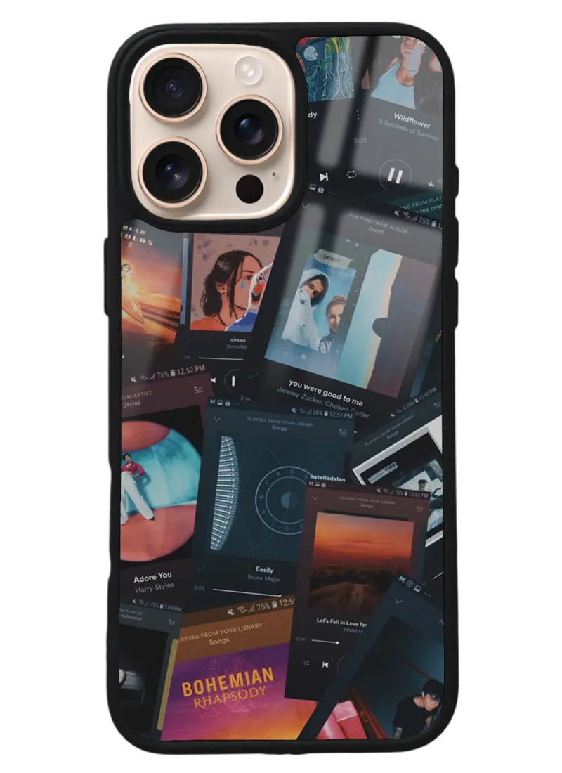 iPhone 16 Pro Max Music Retro Tasarımlı Glossy Telefon Kılıfı