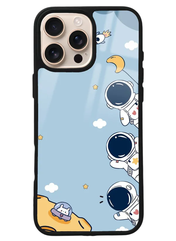 iPhone 16 Pro Max Mini Astronot Tasarımlı Glossy Telefon Kılıfı