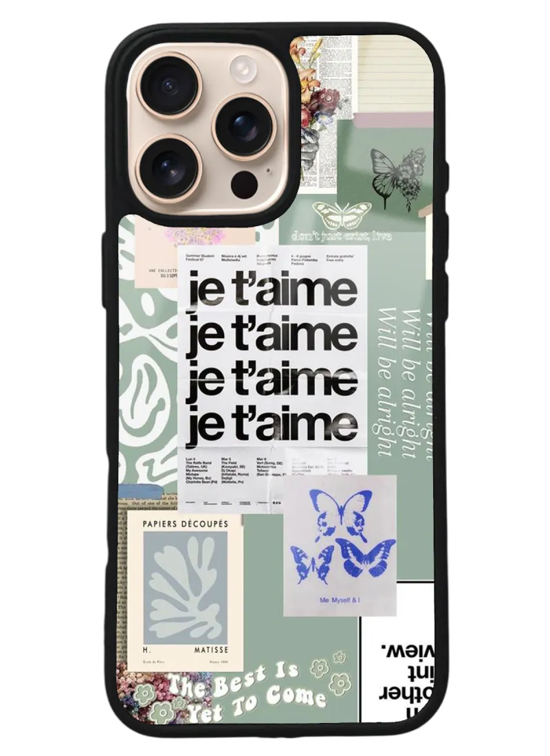 iPhone 16 Pro Max Je T'aime Tasarımlı Glossy Telefon Kılıfı iPhone 16 Pro Max Je T'aime Tasarımlı Glossy Telefon Kılıfı
