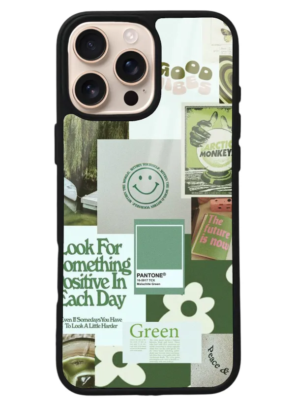 iPhone 16 Pro Max Green Sticker Tasarımlı Glossy Telefon Kılıfı