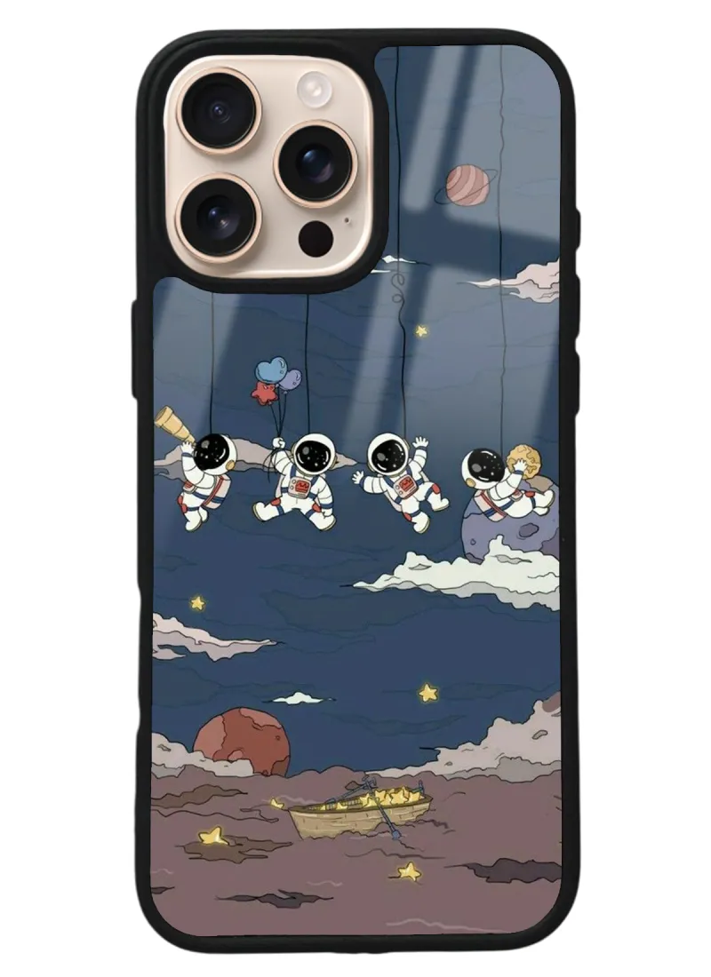 iPhone 16 Pro Max Salıncaklı Astronot Tasarımlı Glossy Telefon Kılıfı iPhone 16 Pro Max Salıncaklı Astronot Tasarımlı Glossy Telefon Kılıfı