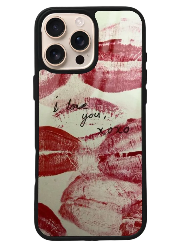 iPhone 16 Pro Max I Love You Tasarımlı Glossy Telefon Kılıfı