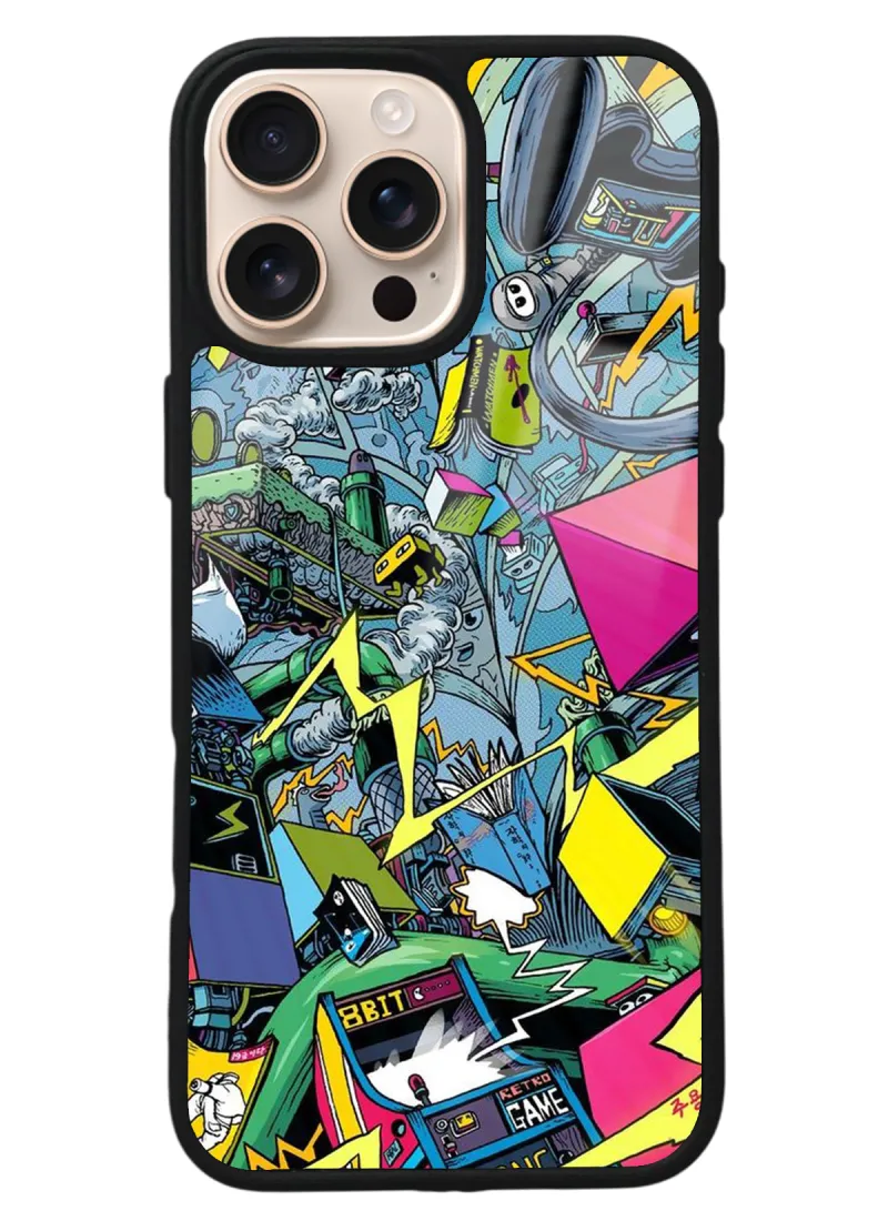 iPhone 16 Pro Max Retro Machine Tasarımlı Glossy Telefon Kılıfı iPhone 16 Pro Max Retro Machine Tasarımlı Glossy Telefon Kılıfı