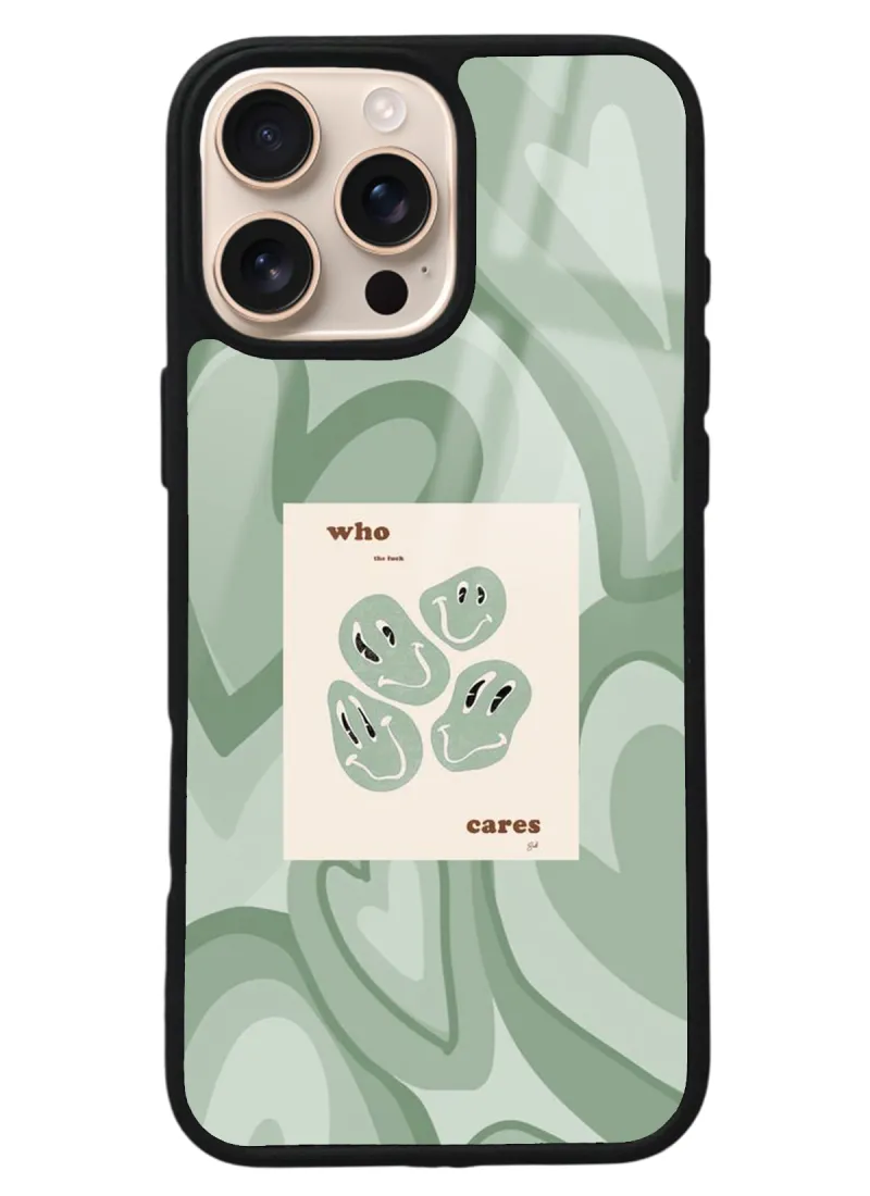 iPhone 16 Pro Max Who Cares Green Tasarımlı Glossy Telefon Kılıfı iPhone 16 Pro Max Who Cares Green Tasarımlı Glossy Telefon Kılıfı