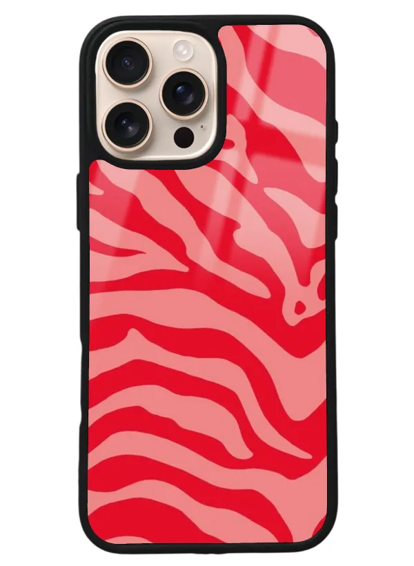 iPhone 16 Pro Max Red Zebra Tasarımlı Glossy Telefon Kılıfı