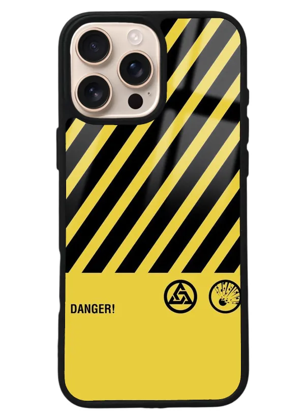 iPhone 16 Pro Max Danger Tasarımlı Glossy Telefon Kılıfı