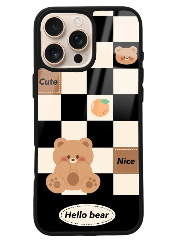 iPhone 16 Pro Max Hello Bear Tasarımlı Glossy Telefon Kılıfı