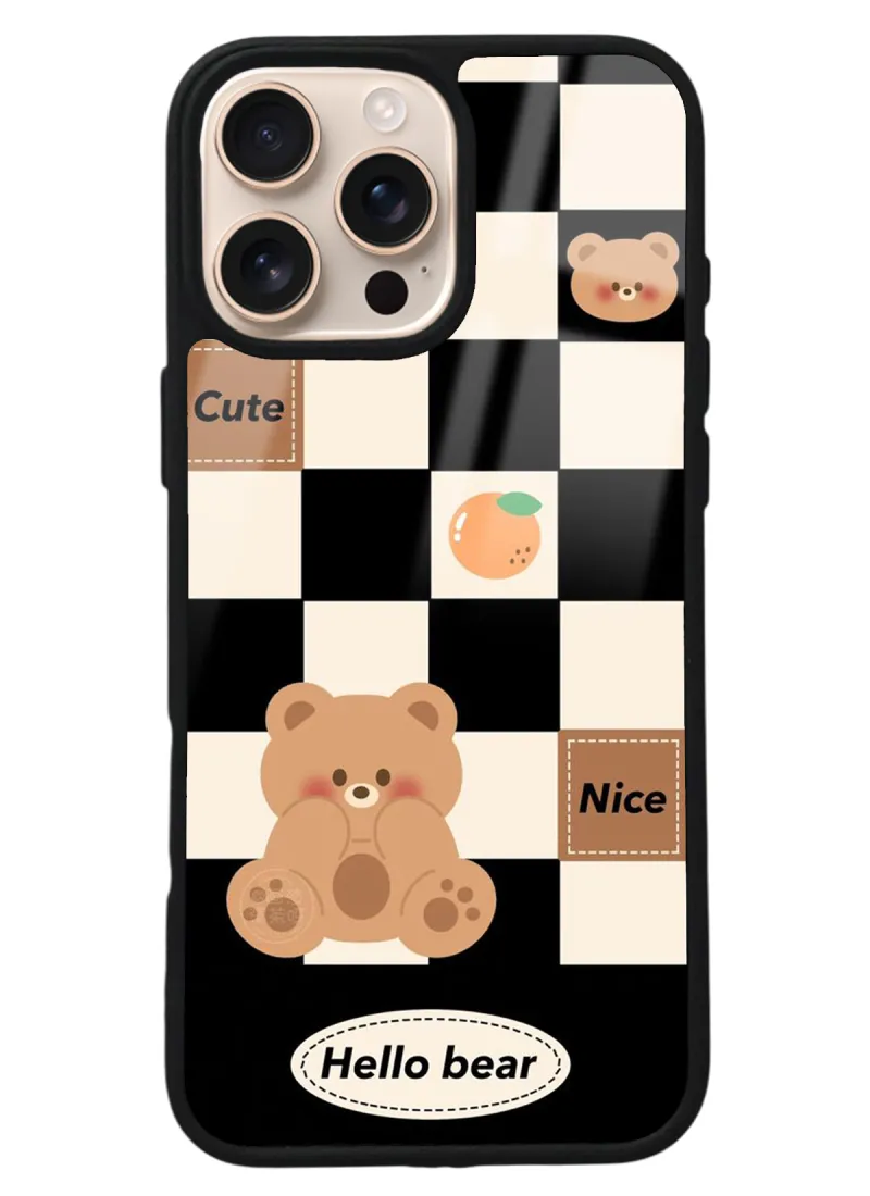iPhone 16 Pro Max Hello Bear Tasarımlı Glossy Telefon Kılıfı iPhone 16 Pro Max Hello Bear Tasarımlı Glossy Telefon Kılıfı