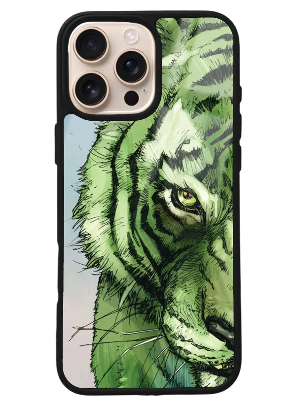 iPhone 16 Pro Max Green Kaplan Tasarımlı Glossy Telefon Kılıfı