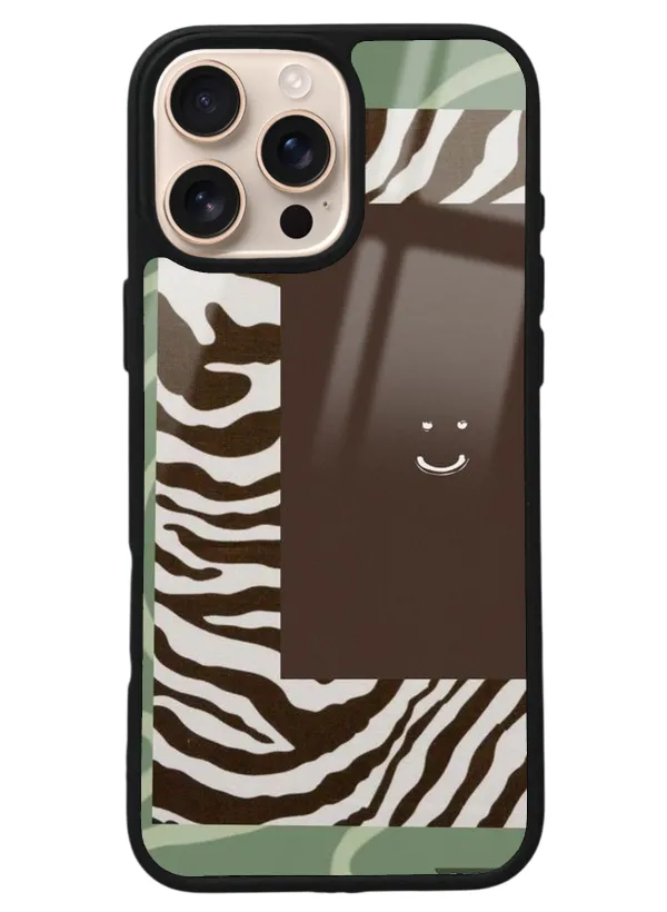 iPhone 16 Pro Max Kahve Zebra Tasarımlı Glossy Telefon Kılıfı