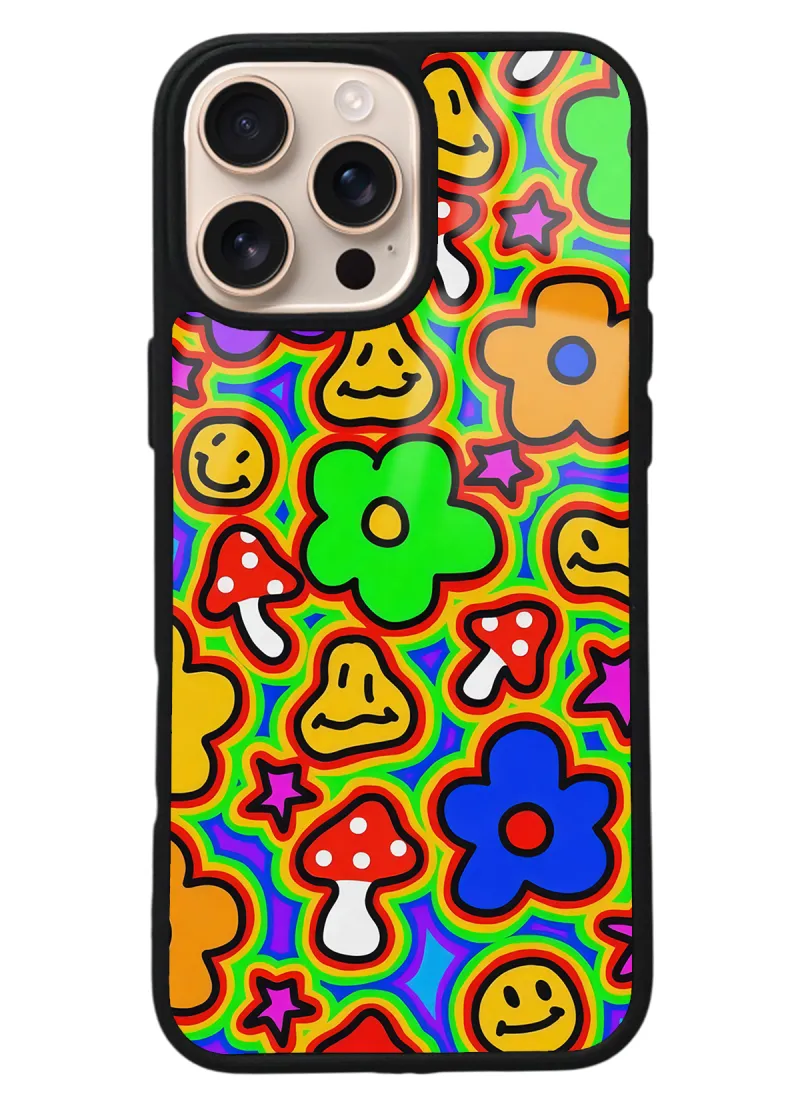 iPhone 16 Pro Max Neon Flowers Tasarımlı Glossy Telefon Kılıfı iPhone 16 Pro Max Neon Flowers Tasarımlı Glossy Telefon Kılıfı