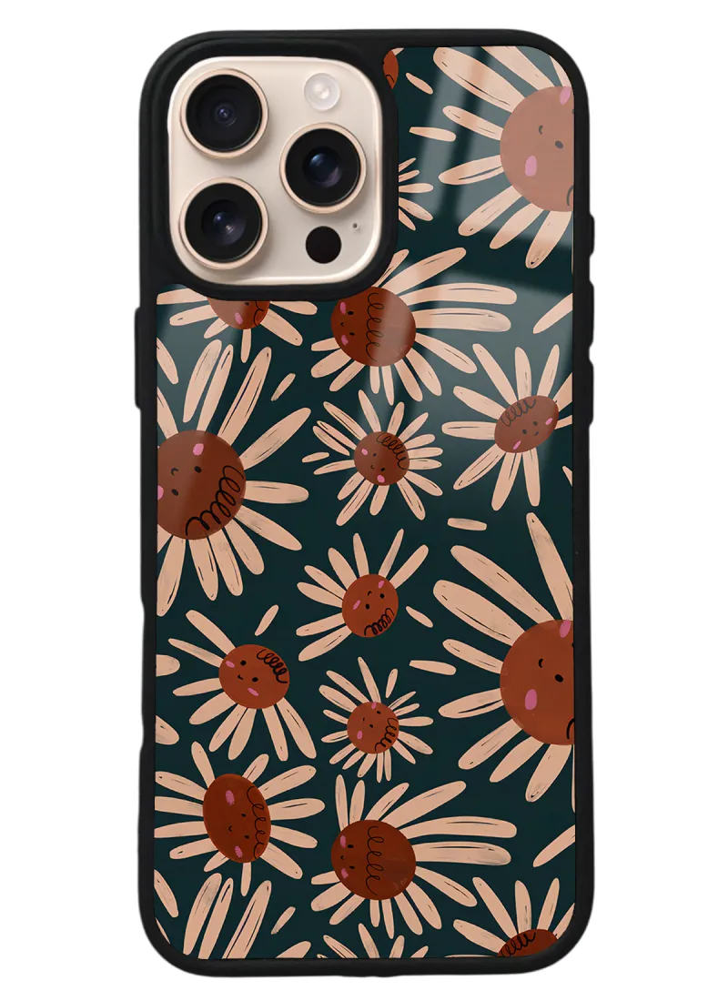 iPhone 16 Pro Max Retro Daisy Tasarımlı Glossy Telefon Kılıfı iPhone 16 Pro Max Retro Daisy Tasarımlı Glossy Telefon Kılıfı
