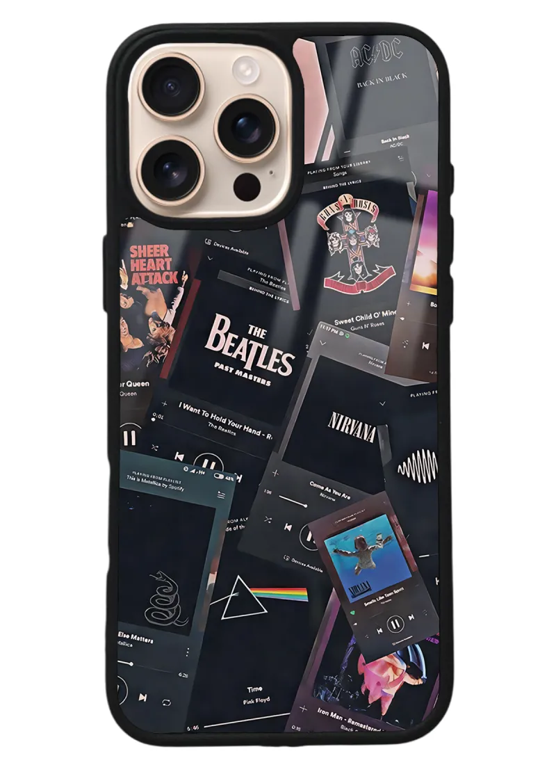iPhone 16 Pro Max Retro Music Tasarımlı Glossy Telefon Kılıfı