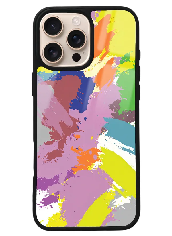 iPhone 16 Pro Max Colored Brush Tasarımlı Glossy Telefon Kılıfı
