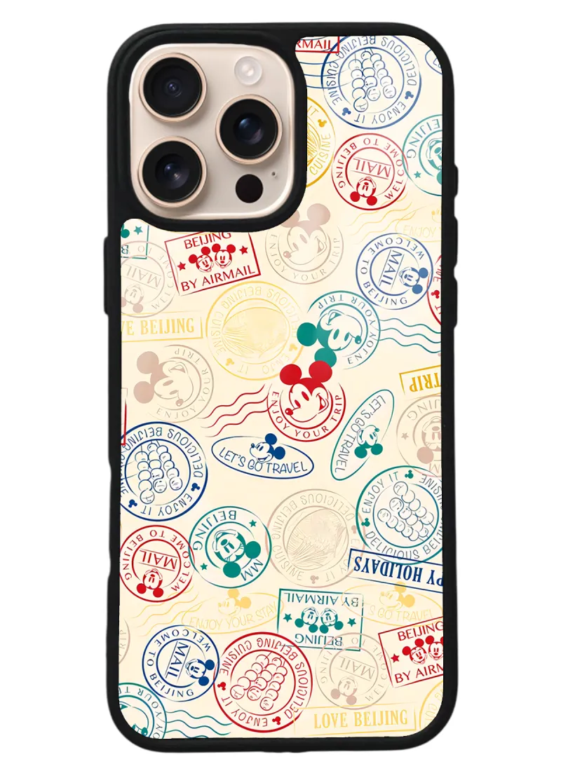 iPhone 16 Pro Max Mickey Stamp Tasarımlı Glossy Telefon Kılıfı iPhone 16 Pro Max Mickey Stamp Tasarımlı Glossy Telefon Kılıfı