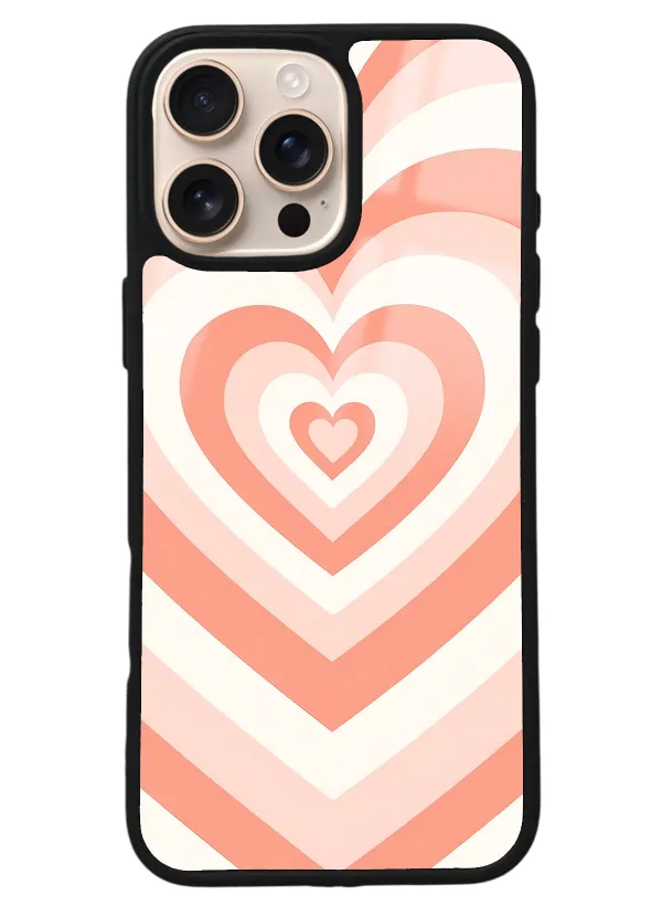 iPhone 16 Pro Max Orange Heart Tasarımlı Glossy Telefon Kılıfı