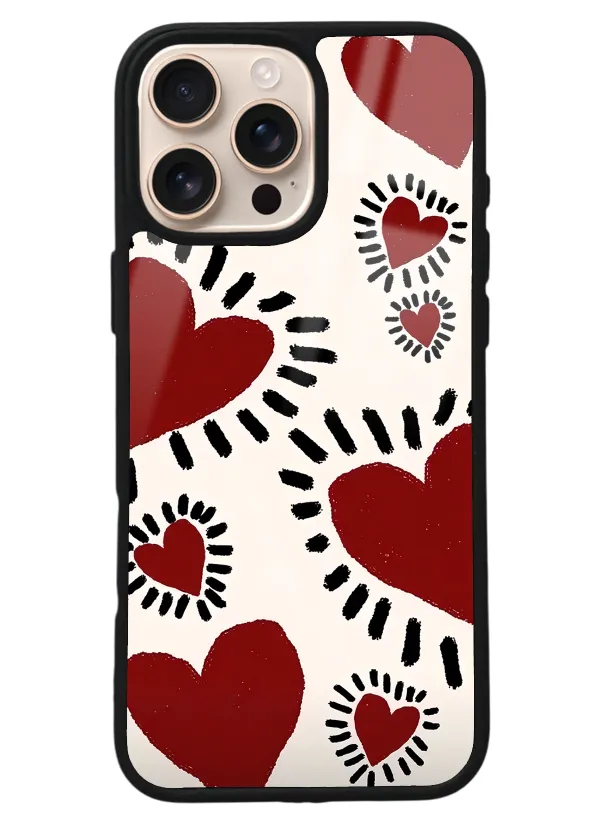 iPhone 16 Pro Max Brush Heart Tasarımlı Glossy Telefon Kılıfı