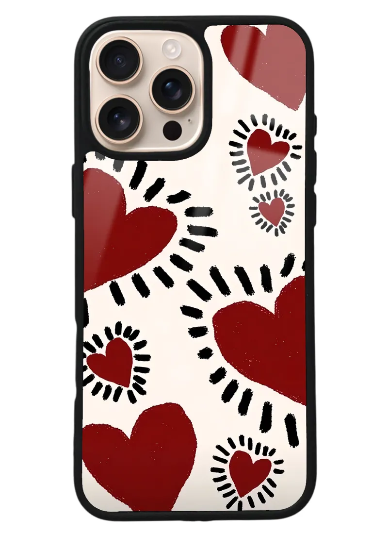 iPhone 16 Pro Max Brush Heart Tasarımlı Glossy Telefon Kılıfı