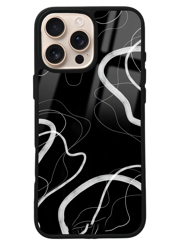 iPhone 16 Pro Max Black Wave Tasarımlı Glossy Telefon Kılıfı