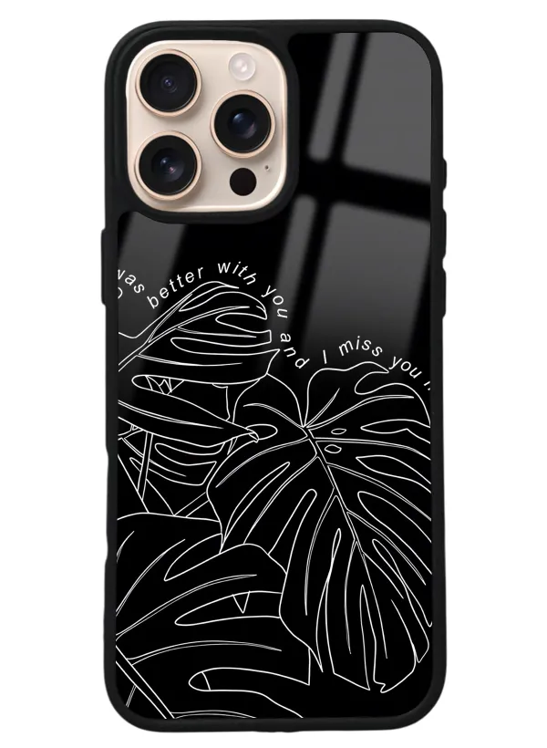 iPhone 16 Pro Max Dark Leaf Tasarımlı Glossy Telefon Kılıfı