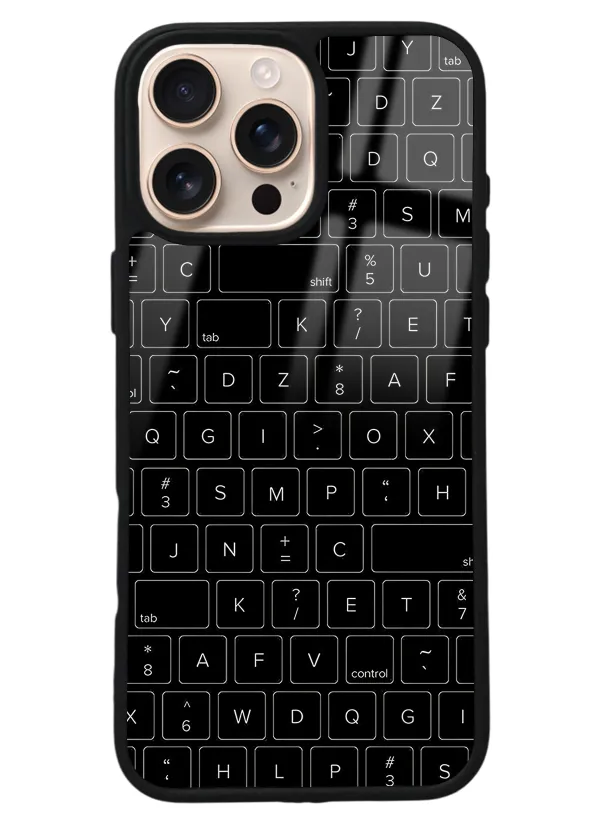 iPhone 16 Pro Max Keyboard Tasarımlı Glossy Telefon Kılıfı
