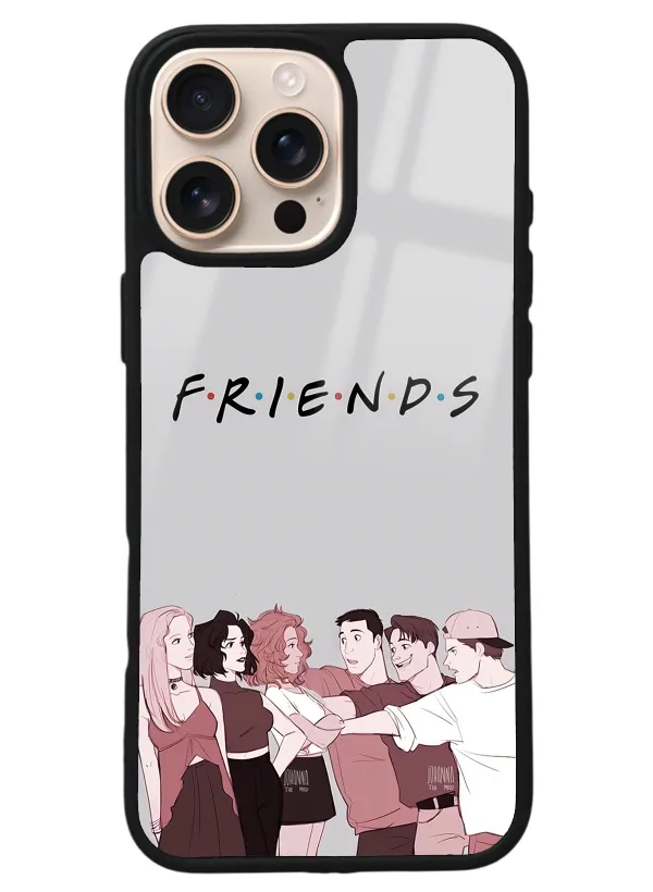 iPhone 16 Pro Max Doodle Friends Tasarımlı Glossy Telefon Kılıfı